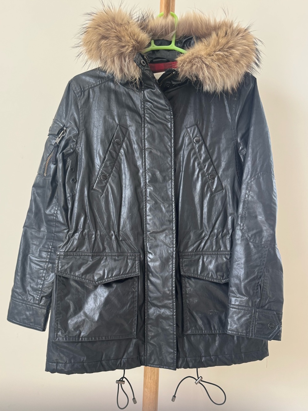 SAM. Black Utility Parka with Fur-Trimmed Hood
